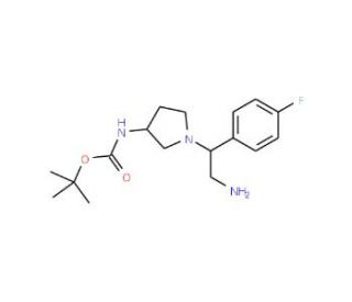 3-N-Boc-Amino-1-[2-amino-1-(4-fluoro-phenyl)-ethyl]-pyrrolidine (CAS 886365-26-0) - chemical structure image