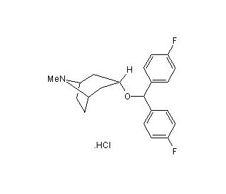 3&alpha;-Bis-(4-fluorophenyl) methoxytropane hydrochloride (CAS 202646-03-5) - chemical structure image