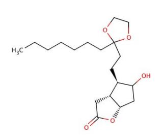 (3aR,4R,5R,6aS)-4-[3-(Ethyleneketal)decanyl]hexahydro-5-hydroxy-2H-cyclopenta[b]furan-2-one (CAS 118696-65-4) - chemical stru