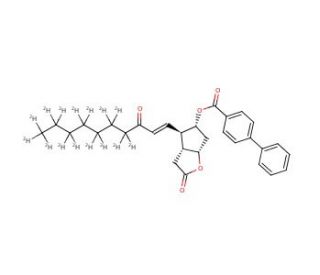 (3aR,4R,5R,6aS)-hexahydro-5-hydroxy-4-(3-oxo-1-decenyl)-2H-cyclopenta[b]furan-2-one 5-(4-Phenylbenzoate)-d15 - chemical struc
