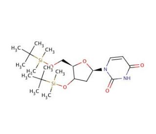 3&prime;,5&prime;-Bis-O-(tert-butyldimethylsilyl)-2&prime;-deoxyuridine (CAS 64911-18-8) - chemical structure image