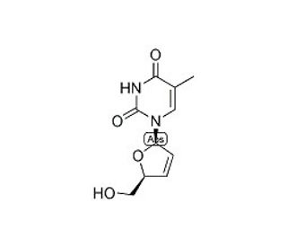3&prime;-Deoxy-2&prime;,3&prime;-didehydrothymidine (CAS 3056-17-5) - chemical structure image
