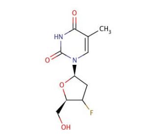 3&prime;-Deoxy-3&prime;-fluorothymidine (CAS 25526-93-6) - chemical structure image