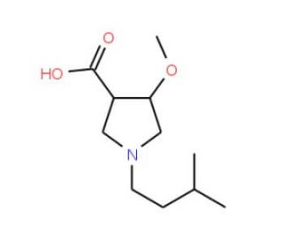 (3R,4S)-4-Methoxy-1-(3-methylbutyl)pyrrolidine-3-carboxylic acid (CAS 1186648-06-5) - chemical structure image