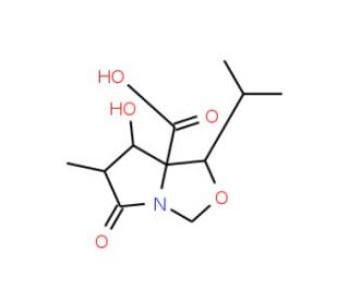 (3R,4S,5S,6S)-1-Aza-5-carboxyl-4-hydroxy-6-isopropyl-3-methyl-7-oxabicyclo[3.3.0]octan-2-one (CAS 145451-96-3) - chemical str