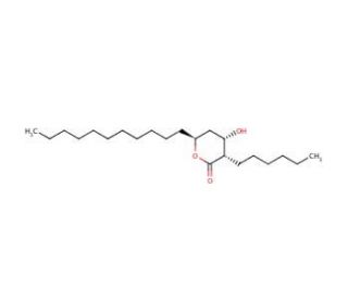 [3S-(3&alpha;,4&alpha;,6&beta;)]-3-Hexyltetrahydro-4-hydroxy-6-undecyl-2H-pyran-2-one (CAS 68711-33-1) - chemical structure image