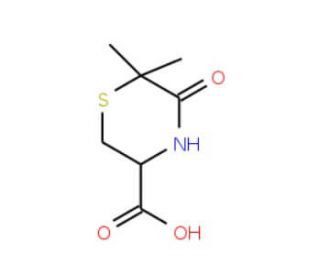 (3S)-6,6-dimethyl-5-oxothiomorpholine-3-carboxylic acid (CAS 14226-94-9) - chemical structure image