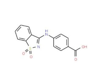 4-[(1,1-dioxido-1,2-benzisothiazol-3-yl)amino]benzoic acid - chemical structure image
