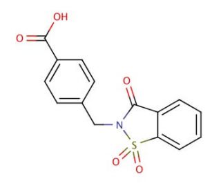 4-[(1,1-dioxido-3-oxo-1,2-benzisothiazol-2(3H)-yl)methyl]benzoic acid - chemical structure image