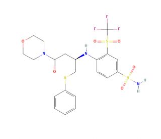 4-[[(1R)-3-(4-Morpholinyl)-3-oxo-1-[(phenylthio)methyl]propyl]amino]-3-trifluoromethylsulfonyl-benzenesulfonamide (CAS 102734