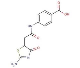 4-{[(2-amino-4-oxo-4,5-dihydro-1,3-thiazol-5-yl)acetyl]amino}benzoic acid - chemical structure image