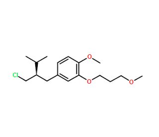 4-[(2R)-2-(Chloromethyl)-3-methylbutyl]-1-methoxy-2-(3-methoxypropoxy)benzene (CAS 324763-39-5) - chemical structure image