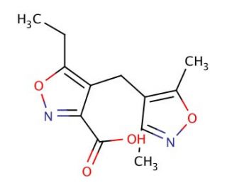 4-[(3,5-Dimethylisoxazol-4-yl)methyl]-5-ethylisoxazole-3-carboxylic acid - chemical structure image