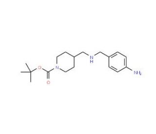 4-[(4-amino-benzylamino)-methyl]-piperidine-1-carboxylic acid tert-butyl ester (CAS 1189105-85-8) - chemical structure image