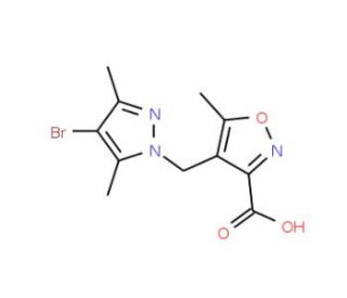 4-[(4-Bromo-3,5-dimethyl-1H-pyrazol-1-yl)methyl]-5-methylisoxazole-3-carboxylic acid - chemical structure image