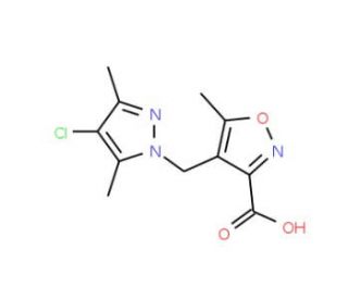 4-[(4-Chloro-3,5-dimethyl-1H-pyrazol-1-yl)methyl]-5-methylisoxazole-3-carboxylic acid - chemical structure image