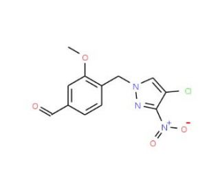 4-[(4-Chloro-3-nitro-1H-pyrazol-1-yl)methyl]-3-methoxybenzaldehyde - chemical structure image
