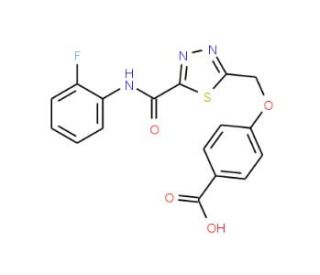 4-[(5-{[(2-Fluorophenyl)amino]carbonyl}-1,3,4-thiadiazol-2-yl)methoxy]benzoic acid - chemical structure image