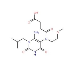 4-[(6-amino-1-isobutyl-2,4-dioxo-1,2,3,4-tetrahydropyrimidin-5-yl)(2-methoxyethyl)amino]-4-oxobutanoic acid - chemical struct