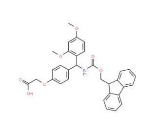 4-[(R,S)-alpha-1-(9H-Fluren-9-yl)-methoxy formamido]2,4-dimethoxybenzylphenoxyacetic acid (CAS 126828-35-1) - chemical struct