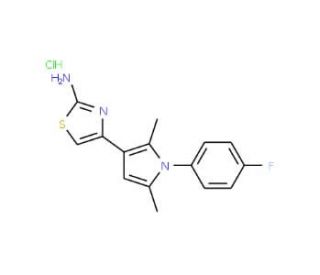 4-[1-(4-fluorophenyl)-2,5-dimethyl-1H-pyrrol-3-yl]-1,3-thiazol-2-amine hydrochloride - chemical structure image