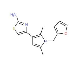 4-[1-(furan-2-ylmethyl)-2,5-dimethyl-1H-pyrrol-3-yl]-1,3-thiazol-2-amine - chemical structure image