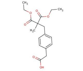 4-(2,2-Dicarboethoxy-propyl)phenylacetic Acid (CAS 223123-57-7) - chemical structure image