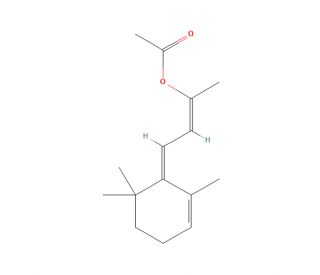4-(2,6,6-Trimethyl-2-cyclohexen-1-ylidene)-2-acetoxybut-2-ene (CAS 61693-39-8) - chemical structure image