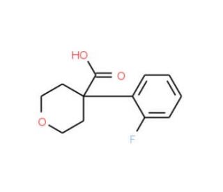 4-(2-Fluoro-phenyl)-tetrahydro-pyran-4-carboxylic acid (CAS 889939-77-9) - chemical structure image