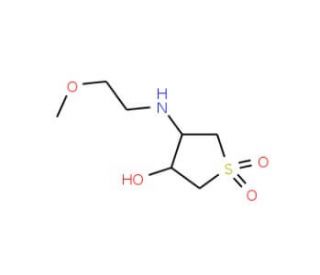 4-(2-Methoxy-ethylamino)-1,1-dioxo-tetrahydro-1lambda*6*-thiophen-3-ol (CAS 025413) - chemical structure image