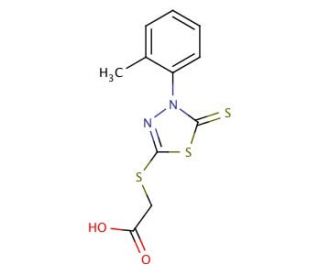 {[4-(2-methylphenyl)-5-thioxo-4,5-dihydro-1,3,4-thiadiazol-2-yl]thio}acetic acid - chemical structure image