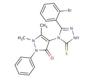4-[3-(2-Bromo-phenyl)-5-mercapto-[1,2,4]triazol-4-yl]-1,5-dimethyl-2-phenyl-1,2-dihydro-pyrazol-3-one - chemical structure im