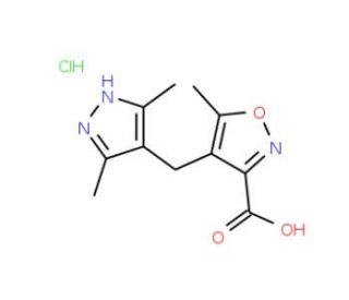 4-(3,5-Dimethyl-1H-pyrazol-4-ylmethyl)-5-methyl-isoxazole-3-carboxylic acid hydrochloride - chemical structure image