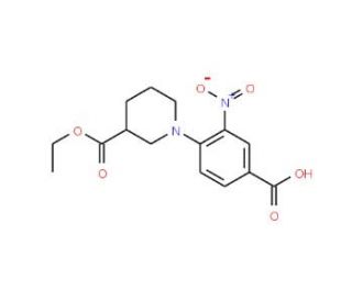 4-[3-(Ethoxycarbonyl)piperidin-1-yl]-3-nitrobenzoic acid - chemical structure image