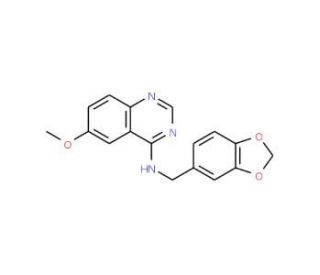 4-{[3&prime;,4&prime;-(Methylenedioxy)benzyl]amino}-6-methoxyquinazoline (CAS 150450-42-3) - chemical structure image