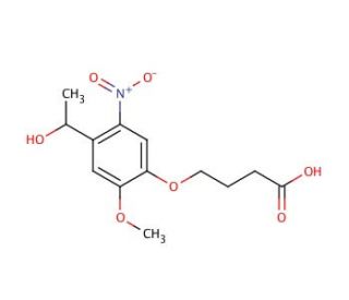 4-[4-(1-Hydroxyethyl)-2-methoxy-5-nitrophenoxy]butyric acid (CAS 175281-76-2) - chemical structure image