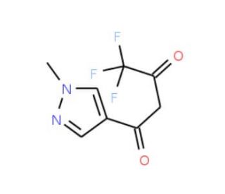 4,4,4-Trifluoro-1-(1-methyl-1H-pyrazol-4-yl)-butane-1,3-dione (CAS 1005592-50-6) - chemical structure image