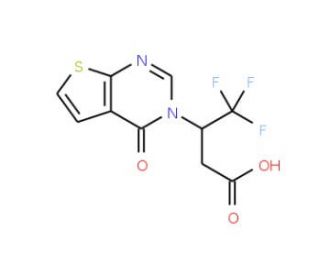 4,4,4-trifluoro-3-(4-oxothieno[2,3-d]pyrimidin-3(4H)-yl)butanoic acid - chemical structure image