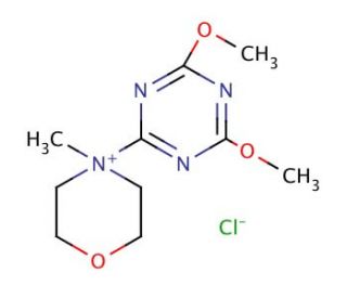 4-(4,6-Dimethoxy-1,3,5-triazin-2-yl)-4-methylmorpholinium chloride (CAS 3945-69-5) - chemical structure image