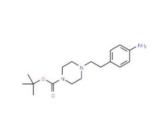 4-(4-aminophenethyl)piperazine-1-carboxylic acid tert-butyl ester (CAS 329004-08-2) - chemical structure image