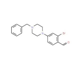 4-(4-Benzyl-1-piperazino)-2-bromo-benzaldehyde (CAS 883512-11-6) - chemical structure image