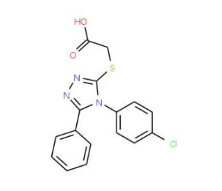 {[4-(4-chlorophenyl)-5-phenyl-4H-1,2,4-triazol-3-yl]thio}acetic acid - chemical structure image
