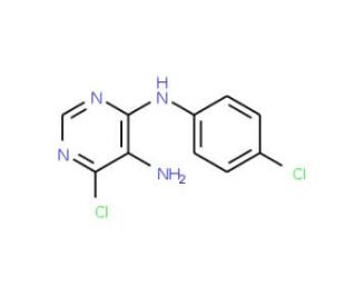 4-(4-Chlorophenyl)amino-5-amino-6-chloropyrimidine (CAS 103505-49-3) - chemical structure image