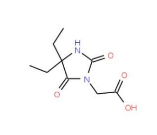 (4,4-Diethyl-2,5-dioxo-imidazolidin-1-yl)-acetic acid (CAS 714-71-6) - chemical structure image