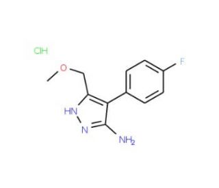 4-(4-Fluoro-phenyl)-5-methoxymethyl-2H-pyrazol-3-ylamine hydrochloride - chemical structure image