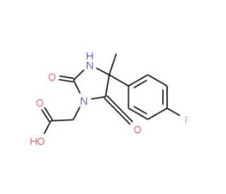 [4-(4-fluorophenyl)-4-methyl-2,5-dioxoimidazolidin-1-yl]acetic acid - chemical structure image