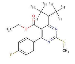 [4-(4-Fluorophenyl)-6-(1-methylethyl)-2-(methylsulfinyl)-5-pyrimidinyl]-ethyl Ester-d6 (CAS 1189487-47-5) - chemical structur