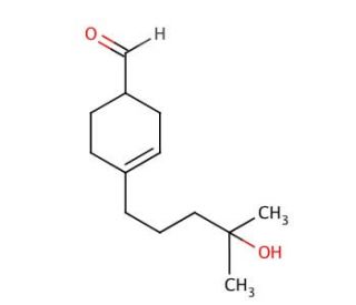 4-(4-Hydroxy-4-methylpentyl)-3-cyclohexene-1-carboxaldehyde (mixture of isomers) (CAS 31906-04-4) - chemical structure image