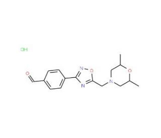 4-(5-{[(2R,6S)-2,6-Dimethylmorpholin-4-yl]methyl}-1,2,4-oxadiazol-3-yl)benzaldehyde hydrochloride - chemical structure image