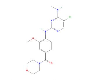 [4-[[5-Chloro-4-(methylamino)-2-pyrimidinyl]amino]-3-methoxyphenyl]-4-morpholinylmethanone (CAS 1351758-81-0) - chemical stru